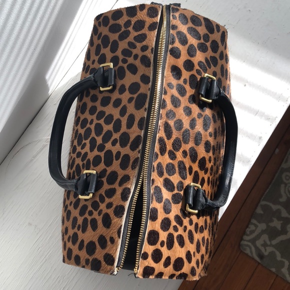 CLARE V Leopard Ponyhair Tote - Picture 2 of 8